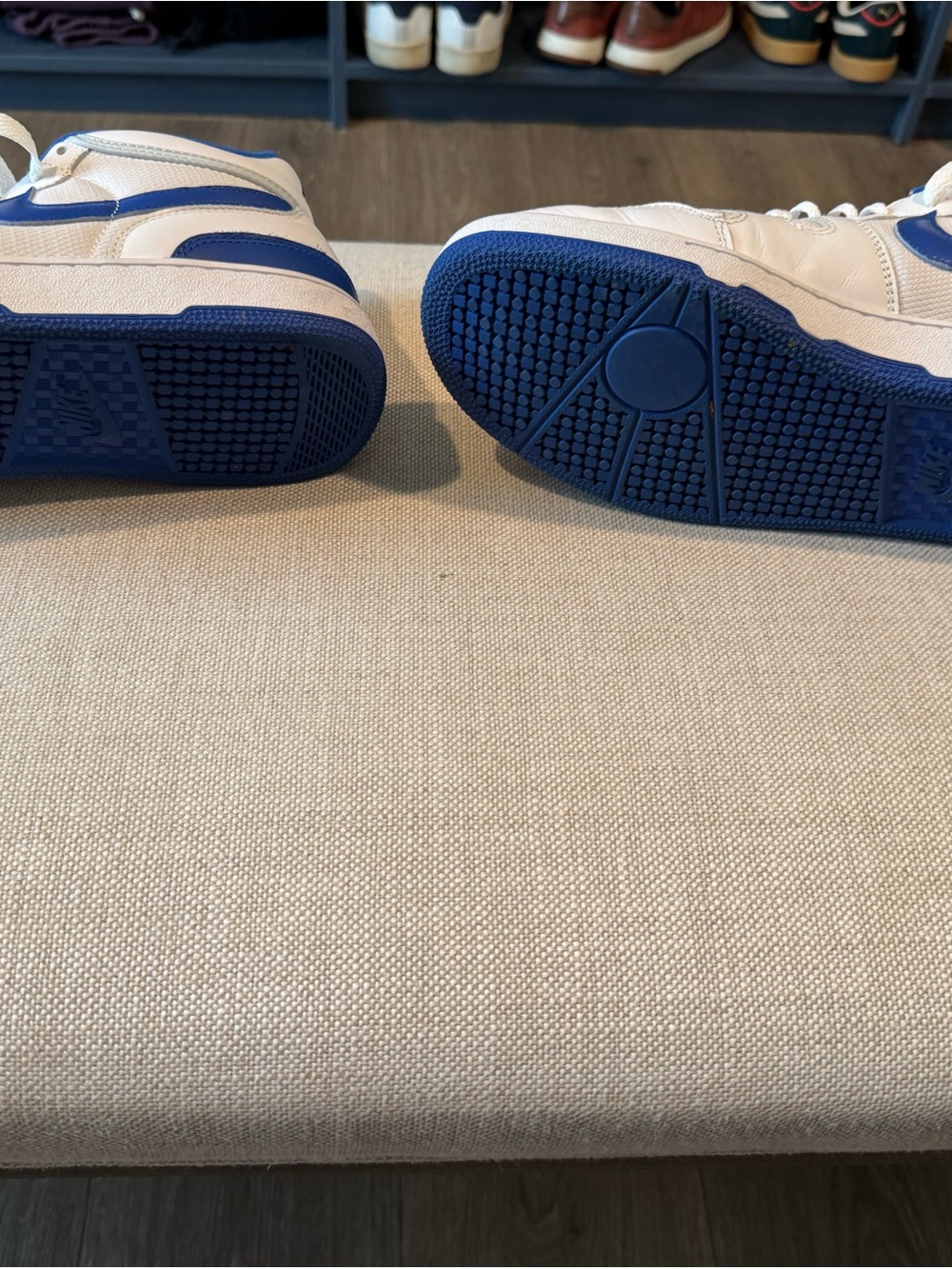 Nike White and Blue Mid-Top Swoosh Sneakers - Picture 5 of 5